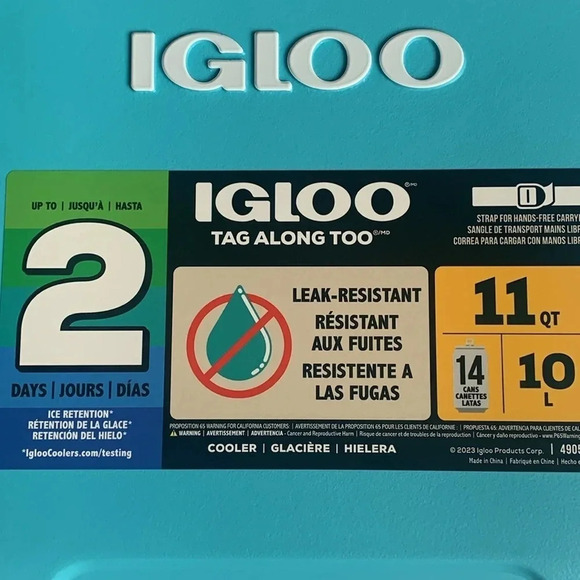 Igloo Crossbody Cooler 11 Qt Tag Along Turquoise New - Picture 4 of 9